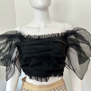 NWT Zara Cropped Organza Off-Shoulder Top Size Medium